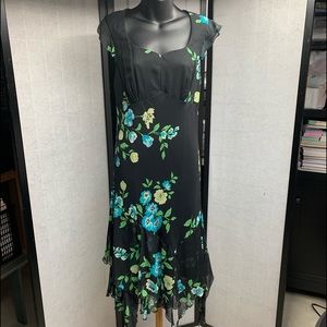 Black Blue floral print dress